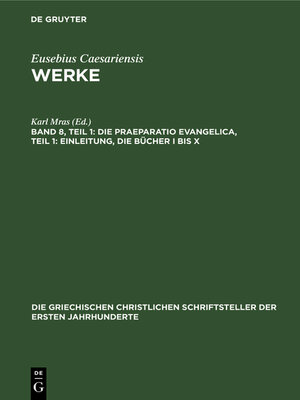 cover image of Die Praeparatio Evangelica, Teil 1